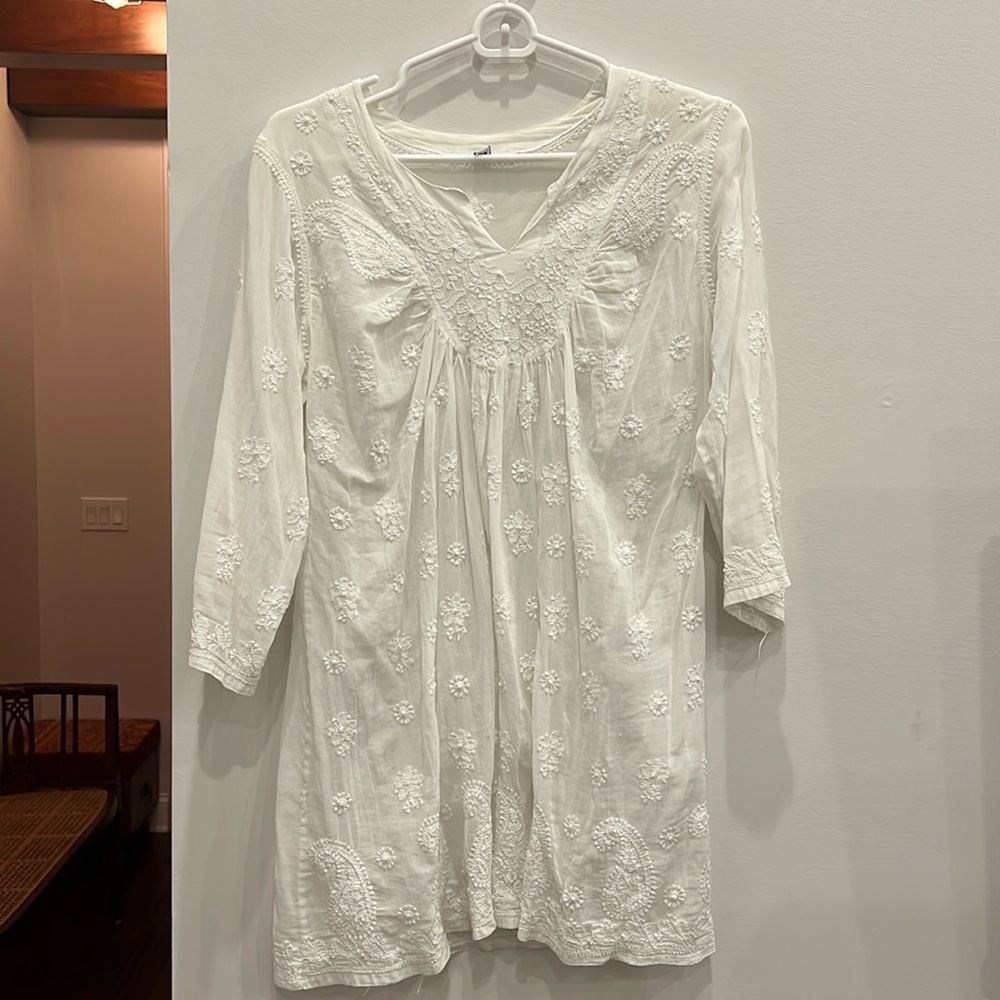 White Embroidered Boho Top